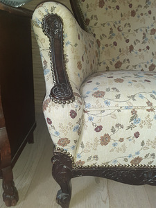 Antiikne biedermeier diivan, äsja polsterdatud (3 foto / 4)