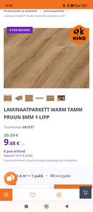 LAMINAATPARKETT WARM TAMM PRUUN 8MM (1 foto / 2)