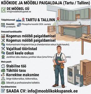 KÖÖKIDE VÕI MÖÖBLI PAIGALDUSSPETSIALIST (TARTU VÕI TALLINN) (1 foto / 1)