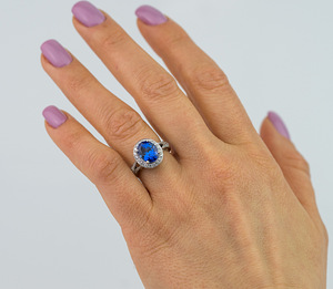 Tanzanite 3.10 Ct and Diamonds ring, 18K white Gold (2 foto / 2)