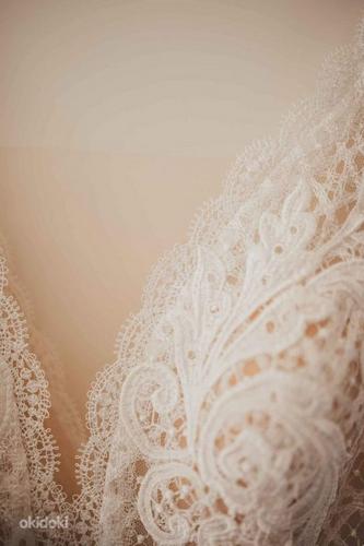 Великолепное свадебное платье кремового тона S / M (фото #4)