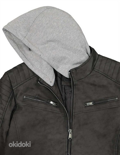 Кожаная куртка Жан Паскаль, теплая подкладка, байкерский стиль, теплая подкладка (фото #2)