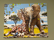 Картина «жираф и слон»