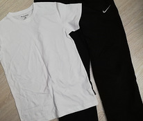 Valge T-särk ja Nike püksid poisile, kõrgus 136-147.
