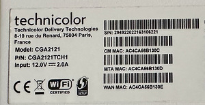Модем/Wi-Fi роутер - Technicolor CGA2121 (Elisa) (4 фото из 5)