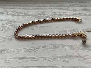 Uus kuld käekett 585 proov, gold bracelet, punane kuld, valg (2 foto / 3)