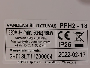Läbivooluga elektriboiler KOSPEL PPH2-18 (6 foto / 8)