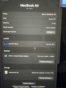 Apple Macbook Air 13,6” 2022 M2 8GB 256GB (5 foto / 6)