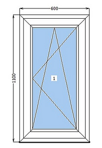 Новое PVC окно 600*1100 (1 фото из 1)