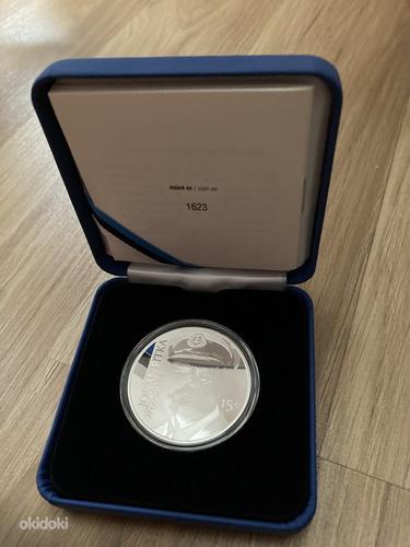 Pühendatud hõbemünt 15€ Johan Pitka 150 (foto #1)