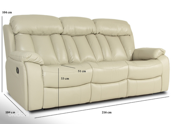 Кожаный диван на 3 места (боковые места раскладываются) (фото #5)