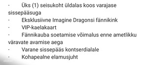 Müüa 2x Imagine Dragons VIP Viewing Area piletit. (2 foto / 2)
