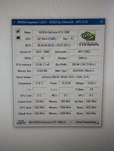 MSI Geforce GTX 1080 Gaming X Plus videokaart (7 foto / 8)