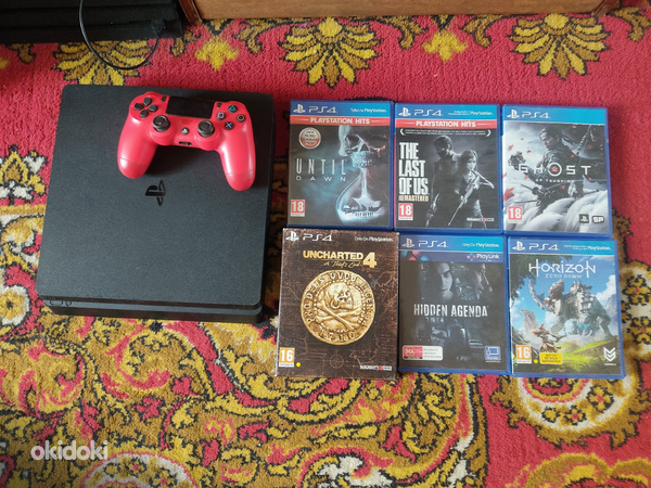 Playstation 4 slim / PS4 + геймпад + игры (цусима и многое д (фото #1)