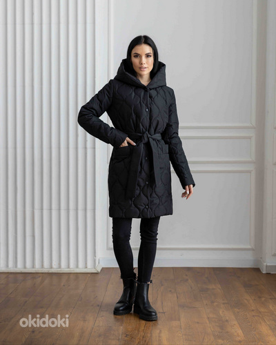 Стеганное женское пальто с капюшоном Алина (фото #3)