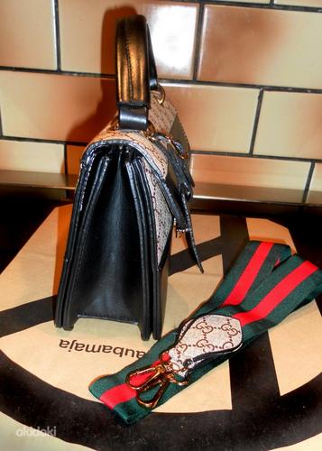 Gucci Queen Margaret черно-бежевая сумочка с пчелой (фото #6)