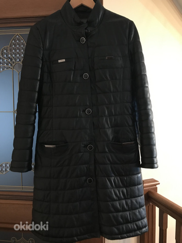 Кожаное утепленное пальто (фото #1)