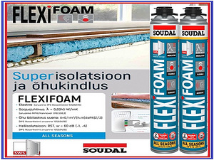 Püstoli kõrgkvaliteetne montaaživaht Soudal Flexifoam 750ml (1 foto / 1)