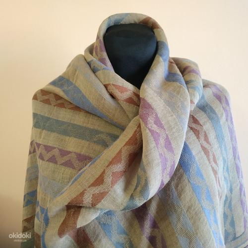 Стильный фирменный большой платок от Mooilo натуральная шерс (фото #4)