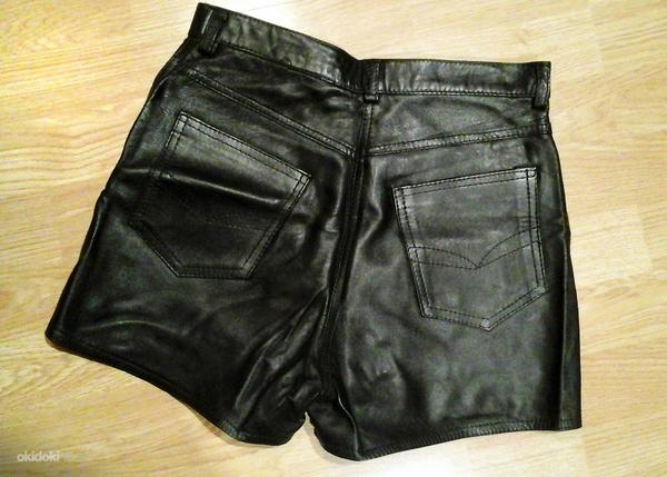 Итальянские чёрные шорты из натуральной кожи, 36-S-M, новые (фото #7)