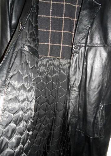 Saki Leather черное длинное кожаное утепленное пальто, 54-XL (фото #5)