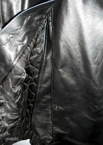 Saki Leather черное длинное кожаное утепленное пальто, 54-XL (фото #6)