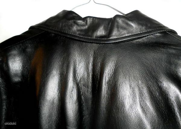 Saki Leather черное длинное кожаное утепленное пальто, 54-XL (фото #8)