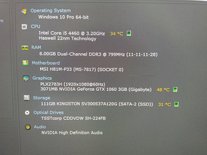 I5-4460/H81M/8GB RAM/SSD 120GB/Nvidia GTX 1060 OC 3GB (2 foto / 10)