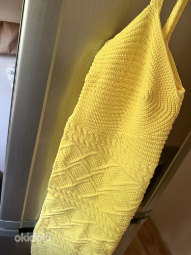 Вязаное желтое платье M (фото #4)