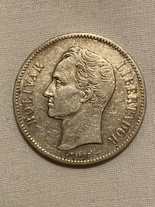 Venezuela 2 bolívares 1887 hõbe 835 (2 foto / 2)