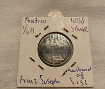 Австро-Венгрия 1/4 флорина 1858 г., серебро 0,52 пробы.