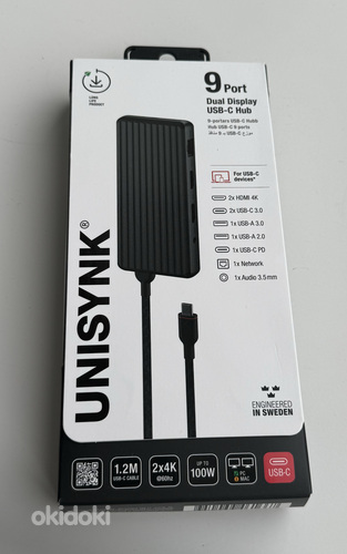 Unisynk 9 Port Dual Display USB-C Hub , Black (фото #7)