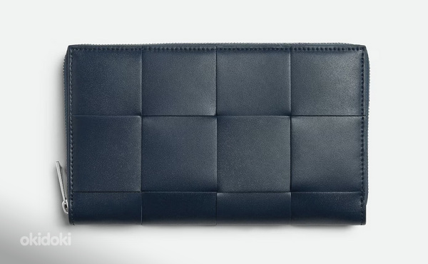 Bottega Veneta Cassette Zip Around Wallet , Deep Blue
