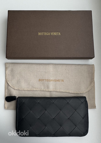 Bottega Veneta Intrecciato Zip Around Wallet , Black