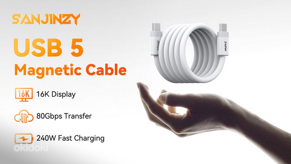 SANJINZY Gen2 240W Magnetic USB 5 Cable (1.0 m)