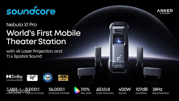 Soundcore Nebula X1 Pro 4K Projector Mobile Theater Station