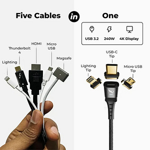 Volta Max 240W TPE All-IN-1 Universal Magnetic Cable , Blue (2 foto / 6)
