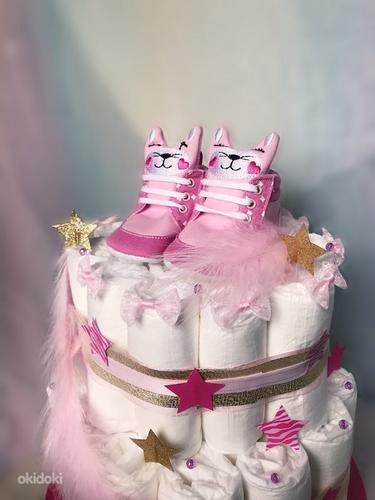 Розовый подгузник торт (фото #2)