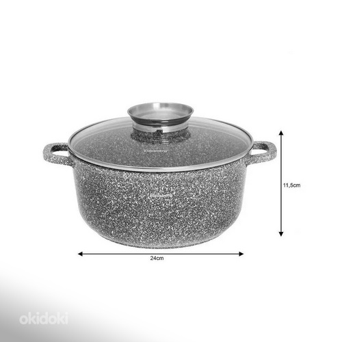 Алюминиевая кастрюля с мраморной крышкой 22 см 3,3 л KB-7521