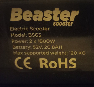 Elektritõukeratas Beaster Scooter BS65 (1 foto / 4)