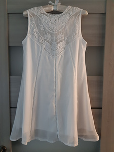 Белая кружевная туника / мини-платье