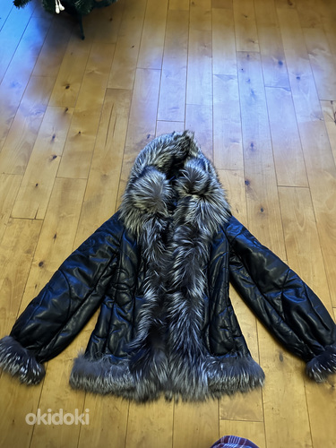 Кожаная куртка/пальто с натуральным мехом (фото #1)