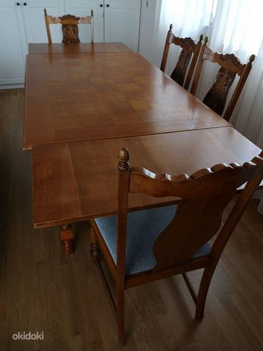Старинный дубовый стол с 4 стульями (фото #5)
