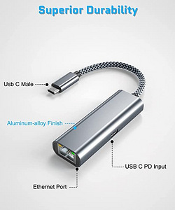 USB C to Ethernet Adapter with Power Supply (1 foto / 1)