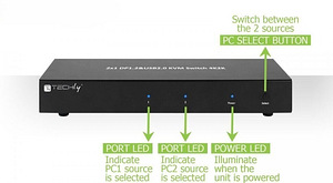 KVM Switch Techly DisplayPort/USB 2x1 Dual Head Video 4K * 3 (6 фото из 10)