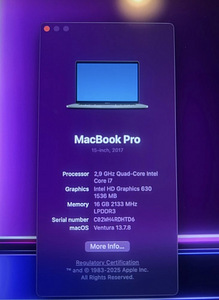 MacBook Pro 2017, 16 ГБ RAM, новая батарея (3 фото из 3)