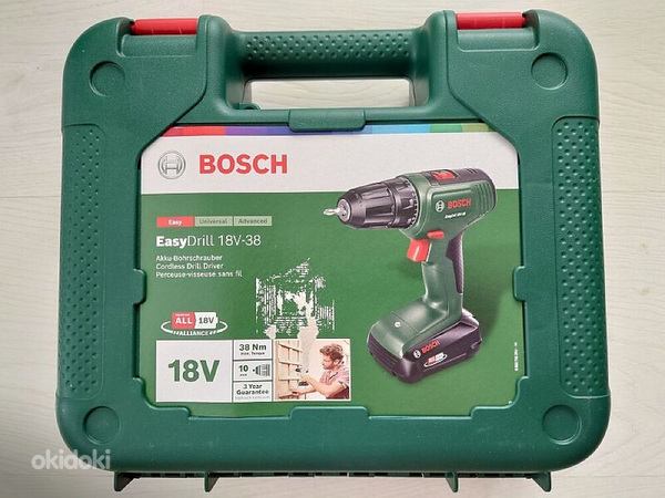 Uus Bosch EasyDrill 18V-38 koos aku ja laadijaga (foto #1)