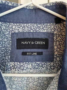 Meeste särk navy & green puuvill fit line suurus S/M (2 foto / 4)