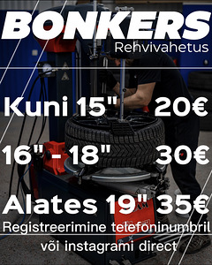 Rehvivahetus 30€ Täkumetsa - Jõhvi BONKERS (1 foto / 2)