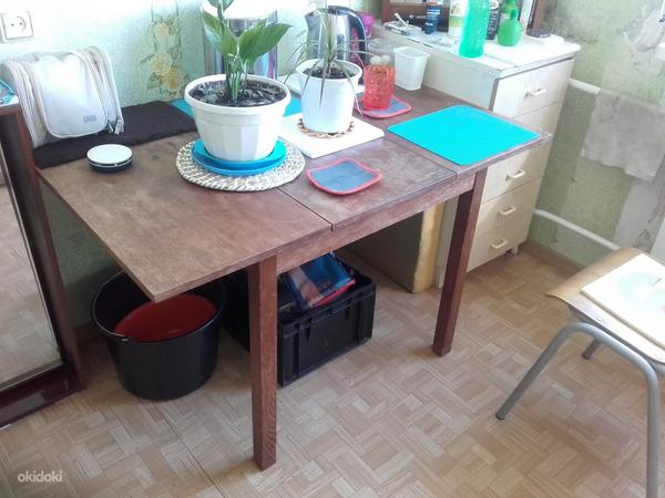 Деревянный раздвижной кухонный стол (фото #1)
